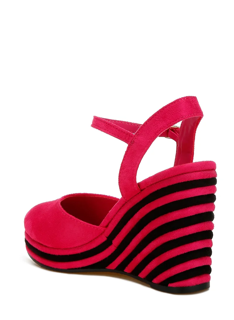 London Rag Pink Dual Tone Wedge Sandals