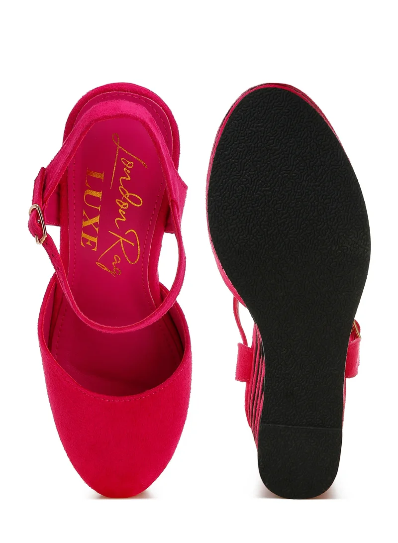 London Rag Pink Dual Tone Wedge Sandals