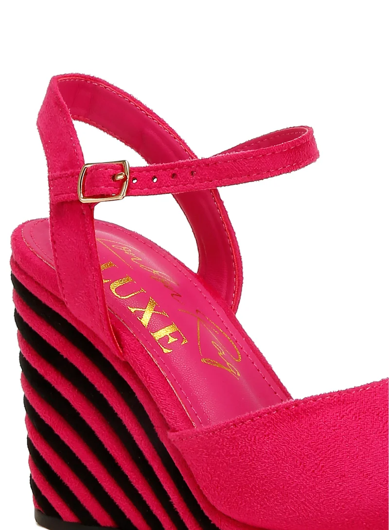 London Rag Pink Dual Tone Wedge Sandals