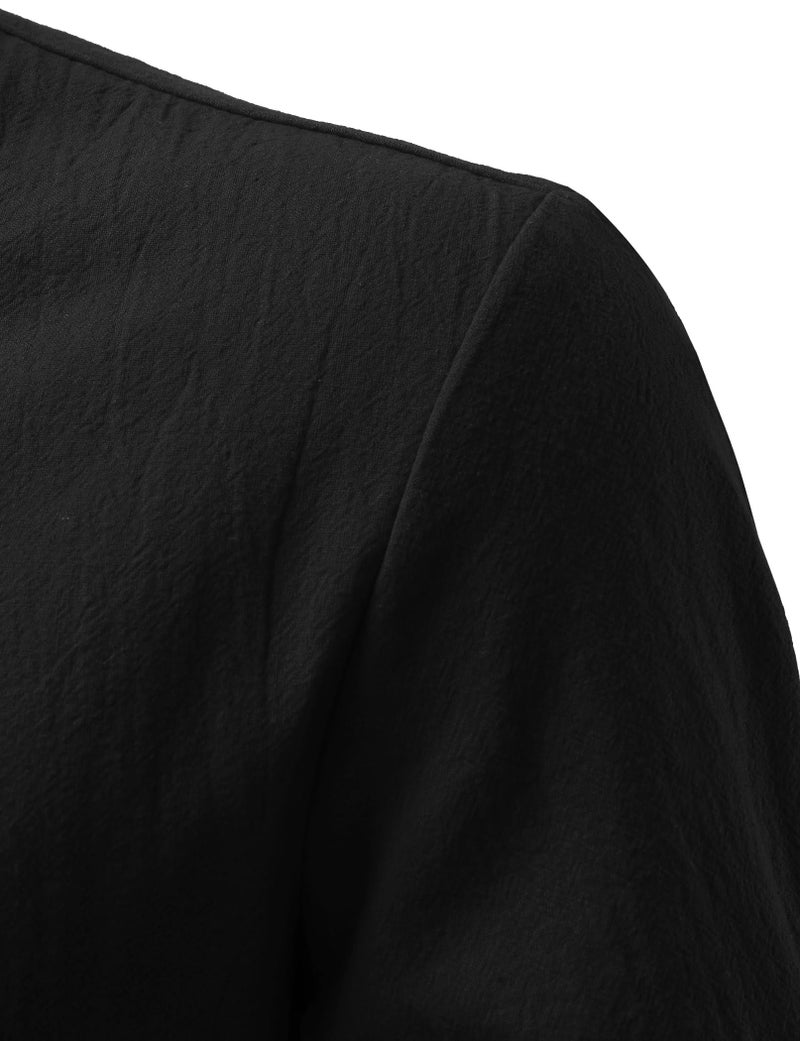 JOGAL Mens Renaissance Shirt Medieval Pirate Viking Halloween Costume Gothic Steampunk Retro Long Sleeve Lace Up Shirts Black X-Large - Image 5