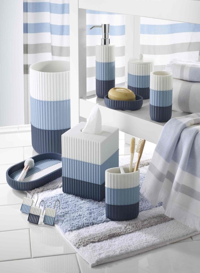 IZOD - Fingertip Towels, Soft & Absorbent Cotton, Dorm Room Essentials, Striped Bathroom Decor, Set of 2 (Clubhouse Collection, Blue) - Image 5
