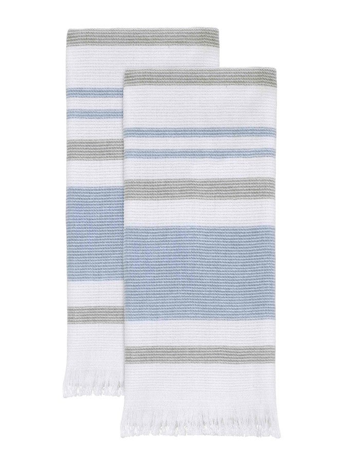 IZOD - Fingertip Towels, Soft & Absorbent Cotton, Dorm Room Essentials, Striped Bathroom Decor, Set of 2 (Clubhouse Collection, Blue) - Image 1
