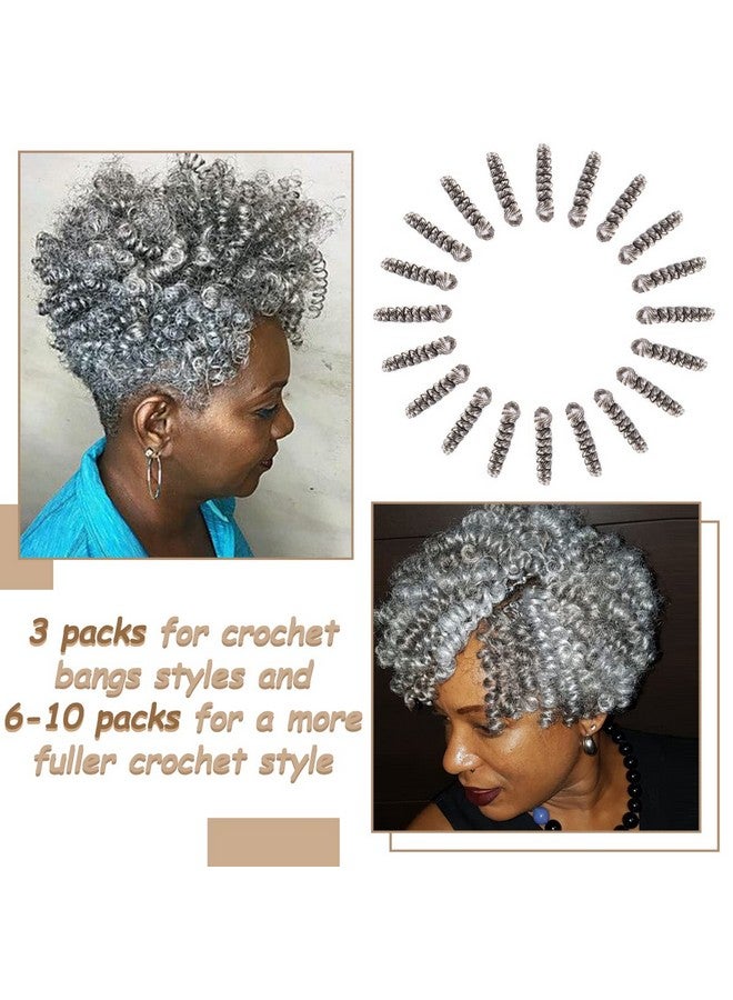 PHOCAS 3Packs Synthetic Curly Crochet Hair 10 inch 20roots/pack for Crochet Braids Hair(12MM Gray) - Image 3