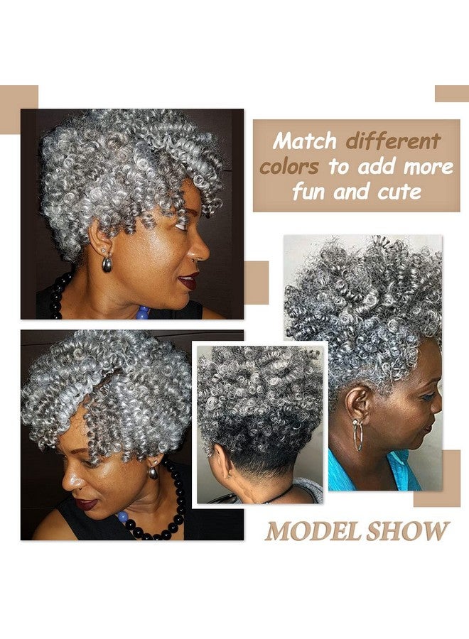 PHOCAS 3Packs Synthetic Curly Crochet Hair 10 inch 20roots/pack for Crochet Braids Hair(12MM Gray) - Image 5