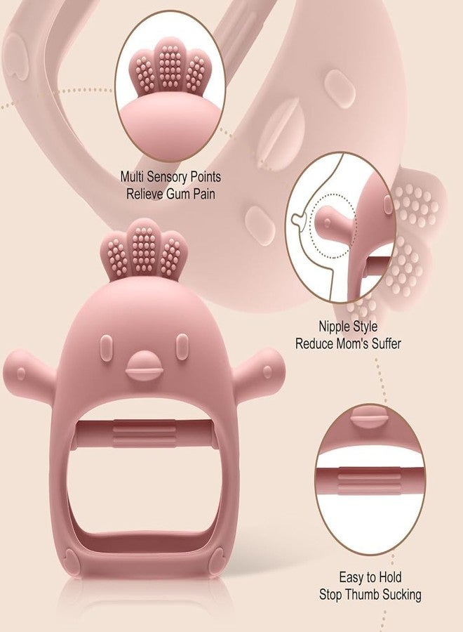 lizepto Baby Toy - 2 in 1 Teether for Infants | Silicone & Neem Wood Teether | BPA Free, Soft, Safe & Non-Toxic Chewing Toy for Babies | Natural Soothing Relief (Pink Teether) - Image 3