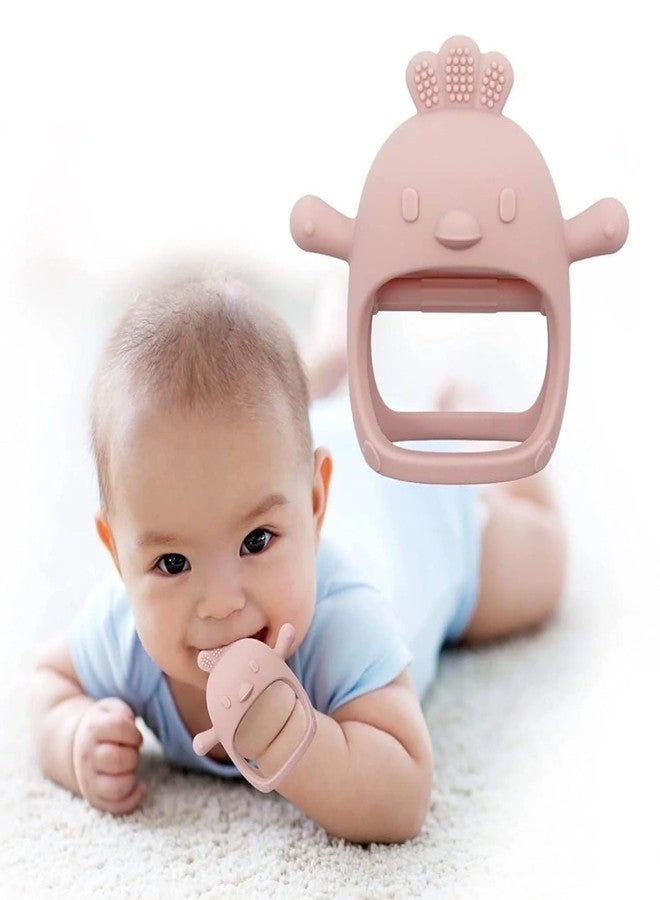 lizepto Baby Toy - 2 in 1 Teether for Infants | Silicone & Neem Wood Teether | BPA Free, Soft, Safe & Non-Toxic Chewing Toy for Babies | Natural Soothing Relief (Pink Teether) - Image 1