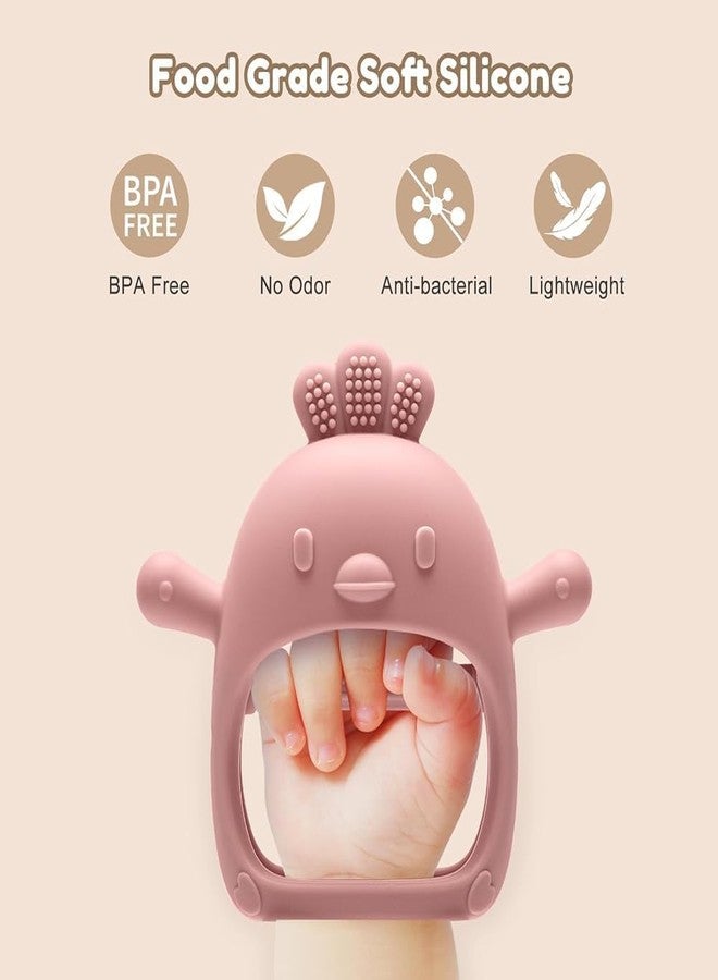 lizepto Baby Toy - 2 in 1 Teether for Infants | Silicone & Neem Wood Teether | BPA Free, Soft, Safe & Non-Toxic Chewing Toy for Babies | Natural Soothing Relief (Pink Teether) - Image 5