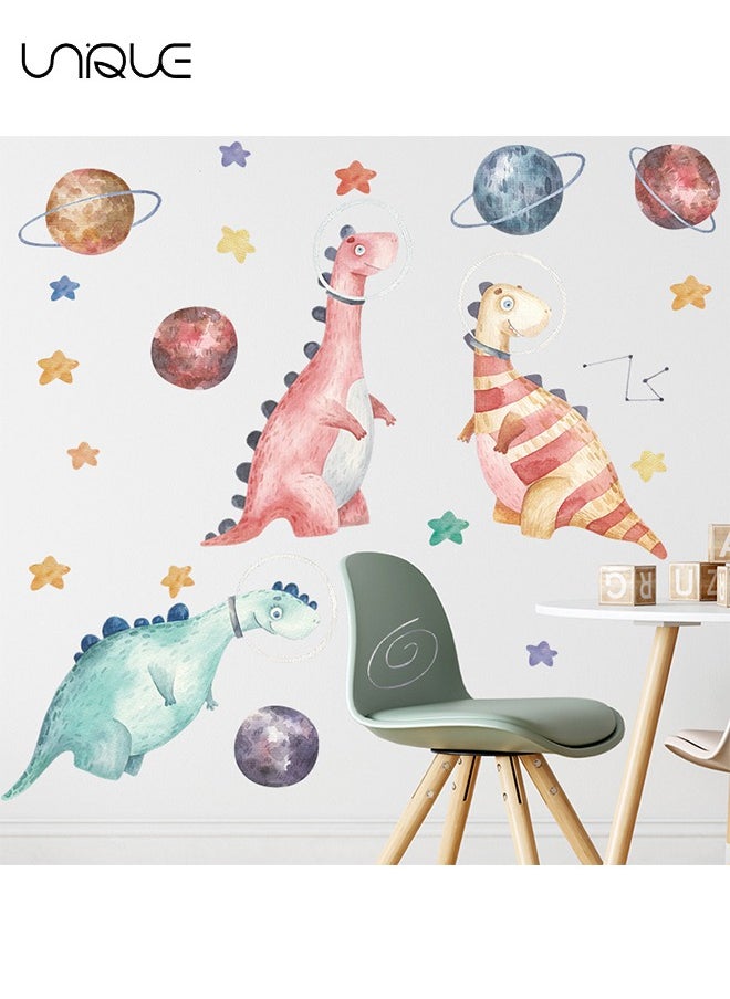 Unique Cartoon Dinosaur Planet Wall Sticker - Planet Decals - DIY Removable Large Art Decoration - Peel and Stick - for Kids Baby Boys Girls Playroom Bedroom Decor  - Image 1