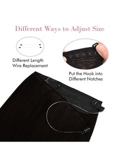 REECHO Invisible Wire Hair Extensions with Transparent Headband Adjustable Size Removable Secure Clips in Straight Secret Hairpiece for Women (16 Inch (Pack of 1), Dark Brown with Copper Highlights)  - Image 4