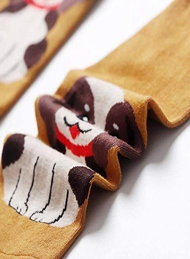 Missby ® Girl's Cute Doggy Print Striped Cotton Socks (Multicolour, Free Size) - Pack of 5 Pairs - Image 5