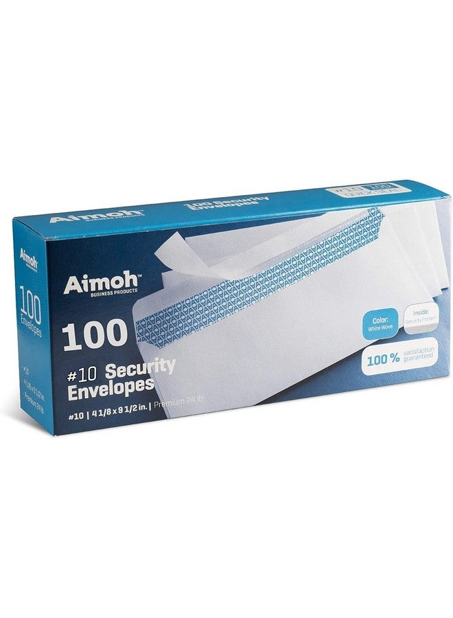 Aimoh 10 Security Tinted Selfseal Envelopes No Window Enveguard Size 41/8 X 91/2 Inches White 24 Lb 100 Count (34100) - Image 1