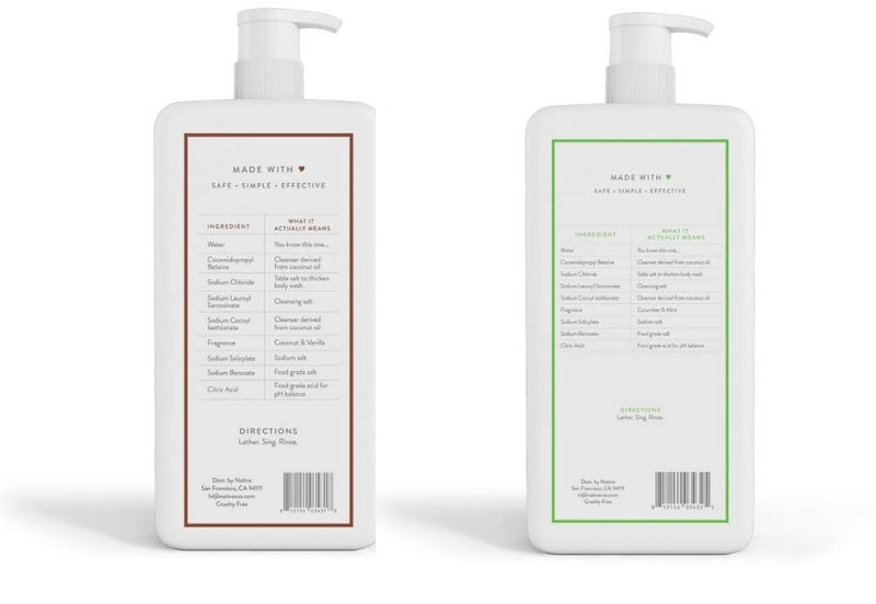Native Body Wash | Coconut & Vanilla, Cucumber & Mint - 36 oz bottle with pump - Pack of 2 - Image 2