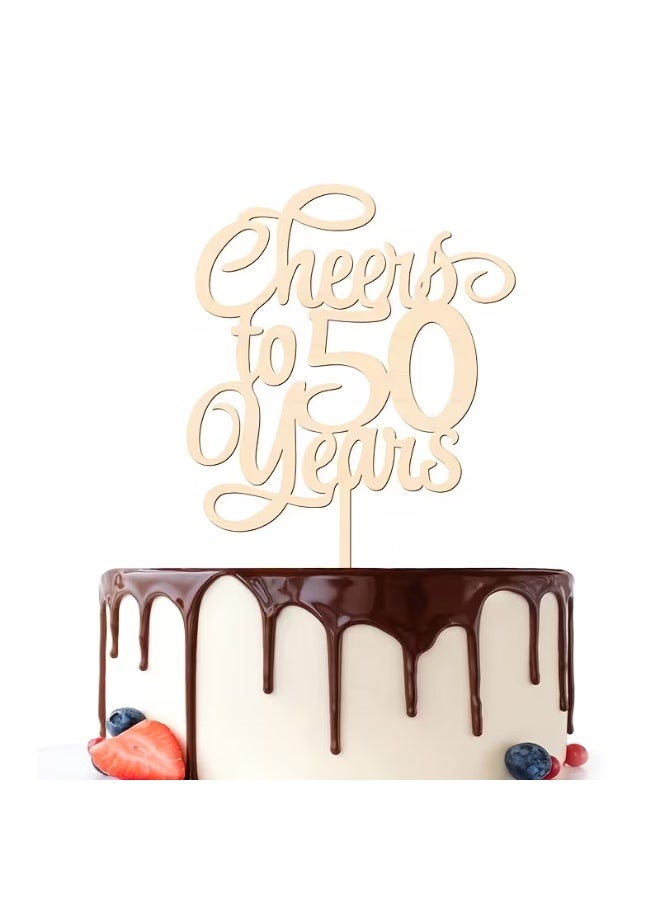Yallazilla Cheers to 50 years Wooden Cake Topper - Image 3
