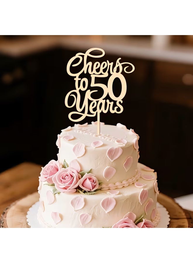 Yallazilla Cheers to 50 years Wooden Cake Topper - Image 5