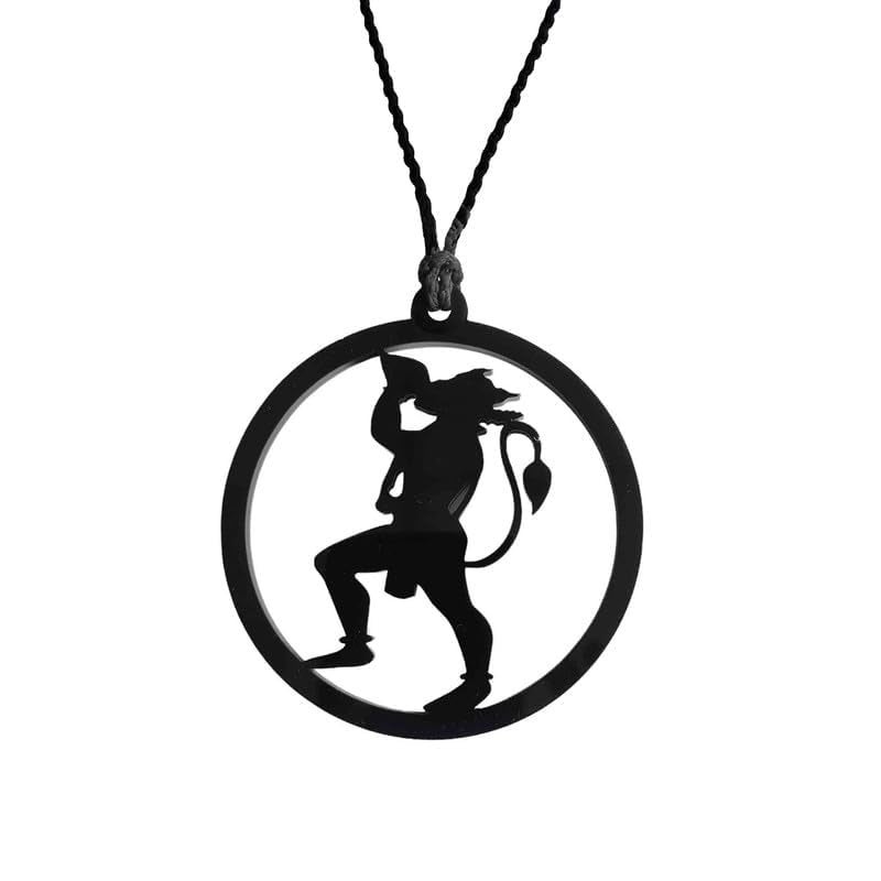 Hanuman Ji Car Hanging Pendant|Black Metal Lord Hanuman with Gada Design for Car Rearview Mirror & Home Décor
