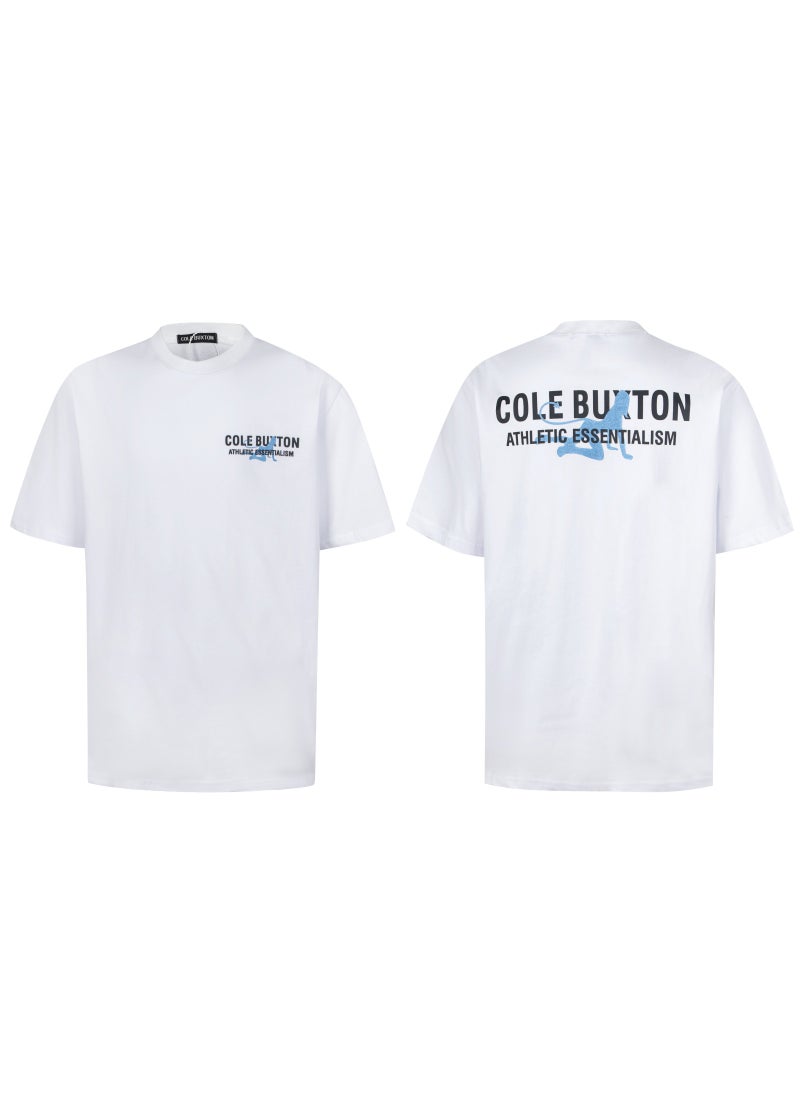 Generic - Basic Cotton round Neck Short Sleeve T-Shirt for Men Summer 2024 Digital Print Trendy Brand Cole Bxton Comfortable Breathable C17 White - Image 1