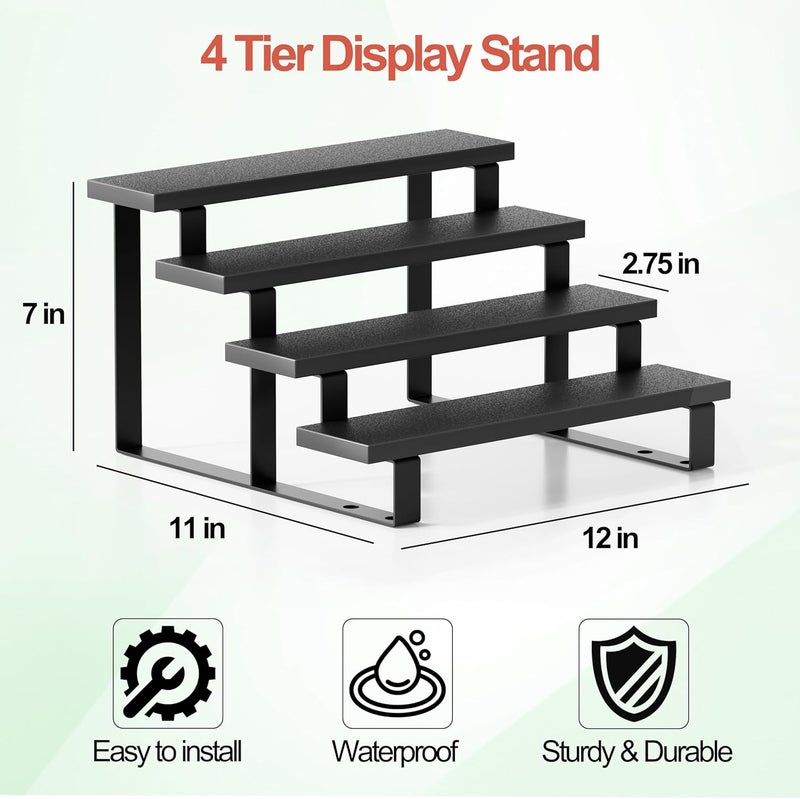 Boulphia Cologne Organizer for Men, 12 Inch Wood Cologne Stand 4 Tier Perfume Organizer for Dresser, Versatile Step Display Stand Shelf for Fragrance, Skincare, Figurine, Dessert, 1 Set Black - Image 2