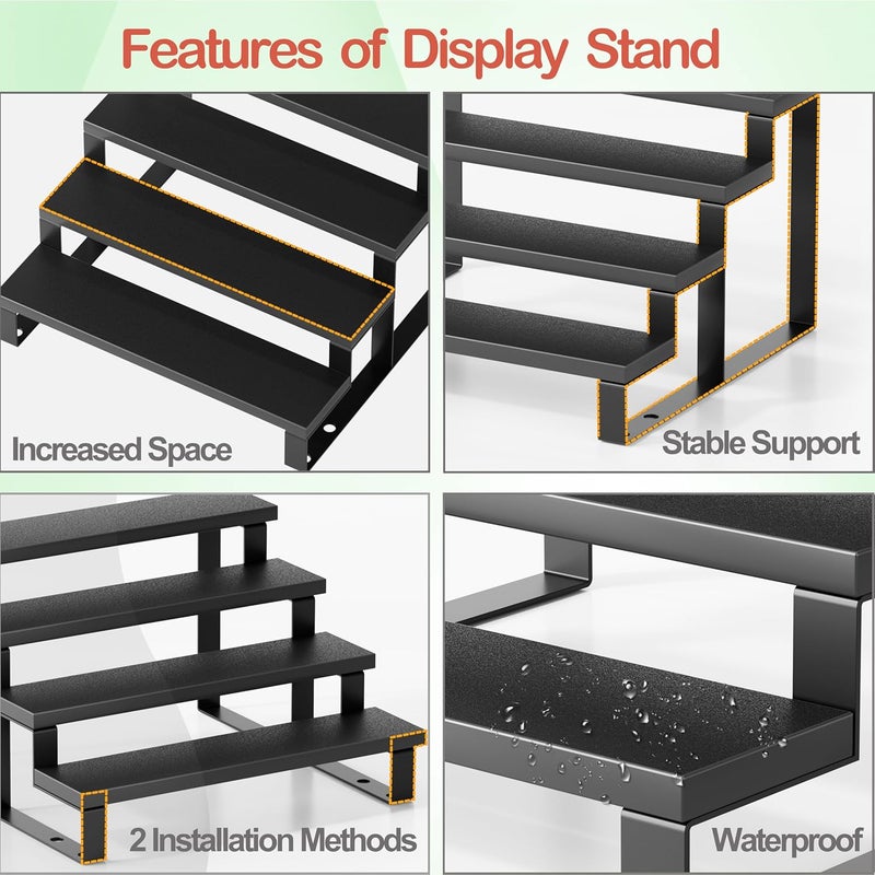 Boulphia Cologne Organizer for Men, 12 Inch Wood Cologne Stand 4 Tier Perfume Organizer for Dresser, Versatile Step Display Stand Shelf for Fragrance, Skincare, Figurine, Dessert, 1 Set Black - Image 4
