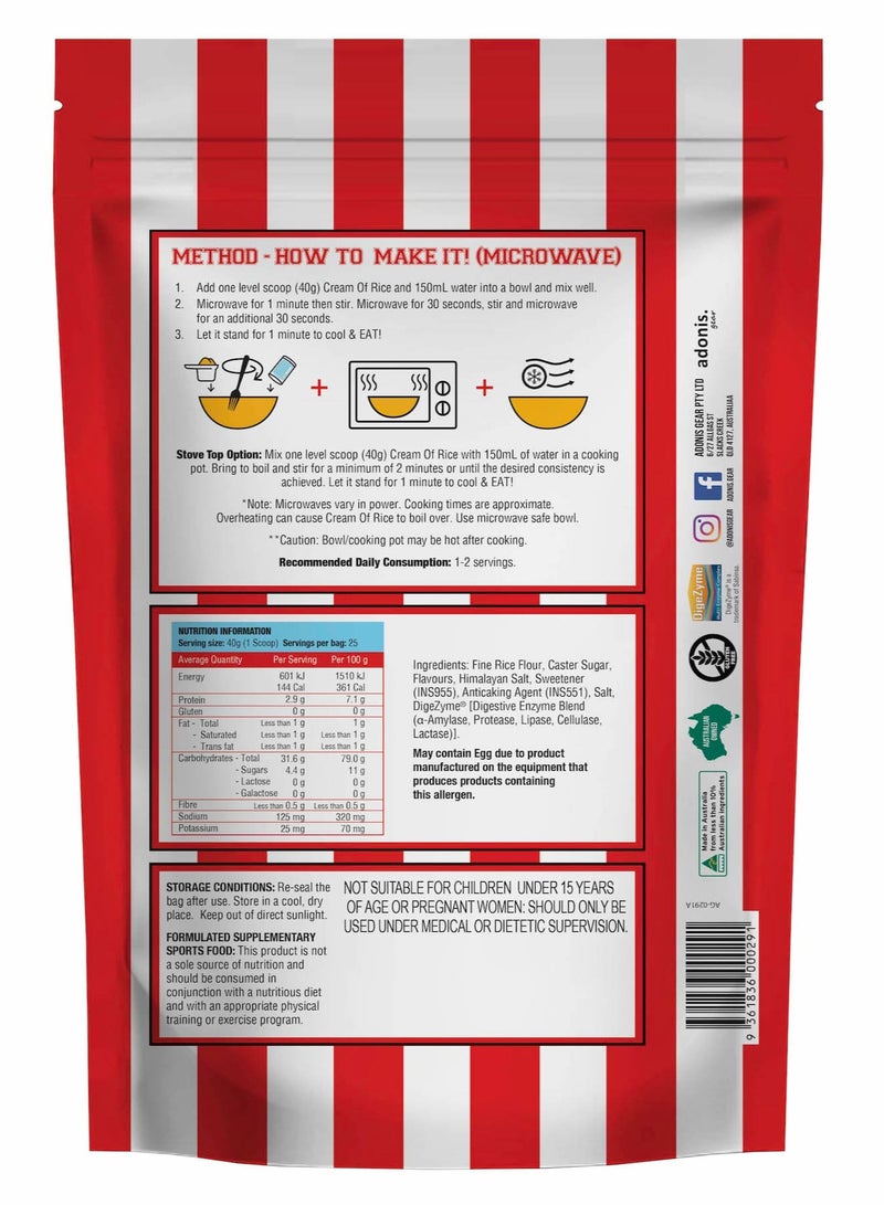 آدونیس Cream of Rice Carbohydrate Powder, Cookies and Cream, Gluten Free, Lactose Free, 1 kg - Image 2