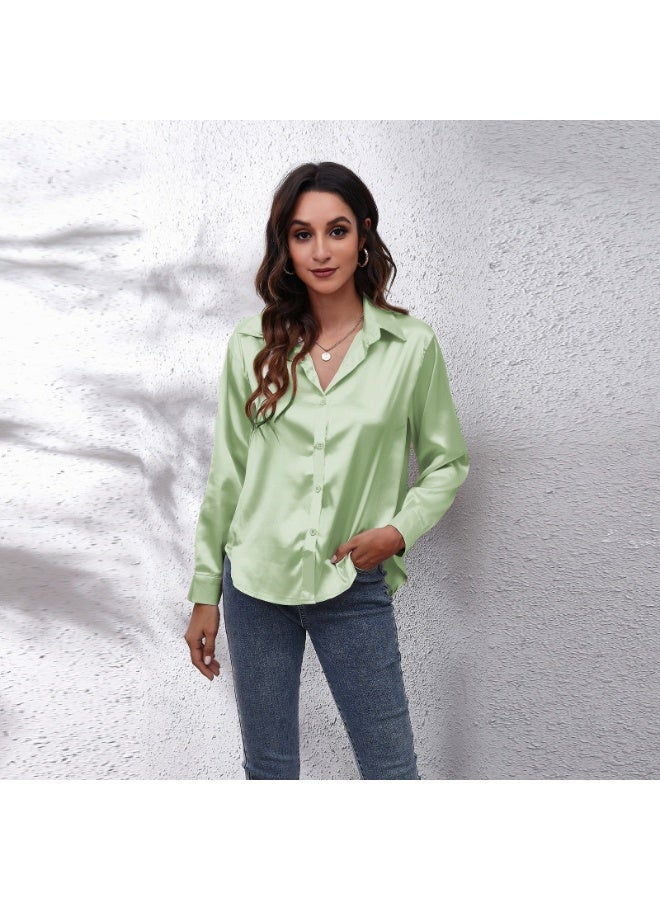 general Women's satin imitation silk long-sleeved blouse - Image 1