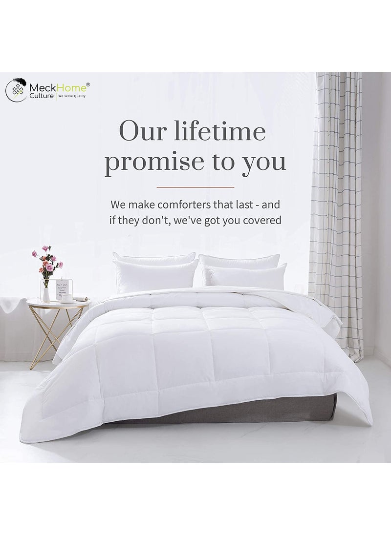 MECKHOME CULTURE MeckHome Culture Restful Sleep Microfiber Down Alternatie 300GSM Reversible Comforter 90 x 90 Inches228cm x 228cm Queen Size ComforterSilverWhite  - Image 5