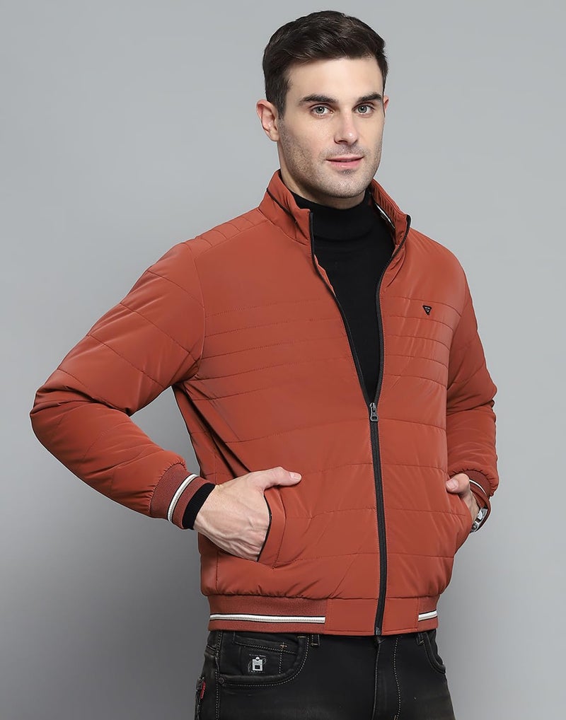 Monte Carlo Mens Solid Red Mock Neck Full Sleeves Jacket - Image 4