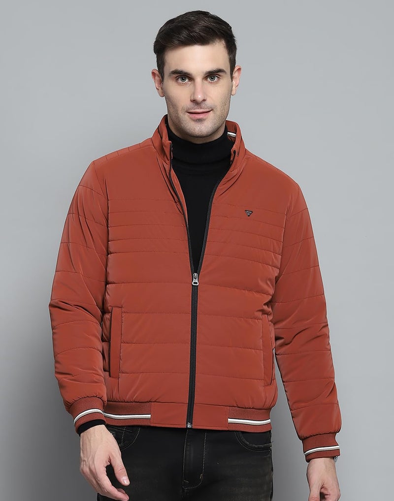Monte Carlo Mens Solid Red Mock Neck Full Sleeves Jacket - Image 2