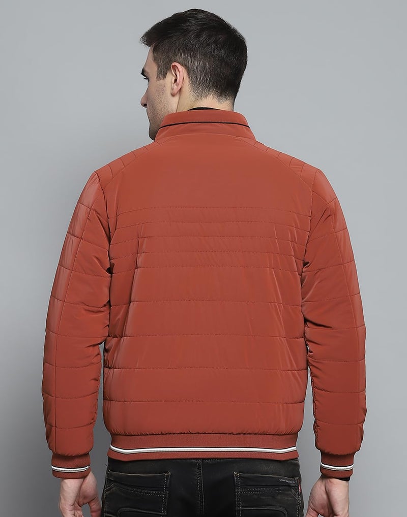 Monte Carlo Mens Solid Red Mock Neck Full Sleeves Jacket - Image 5