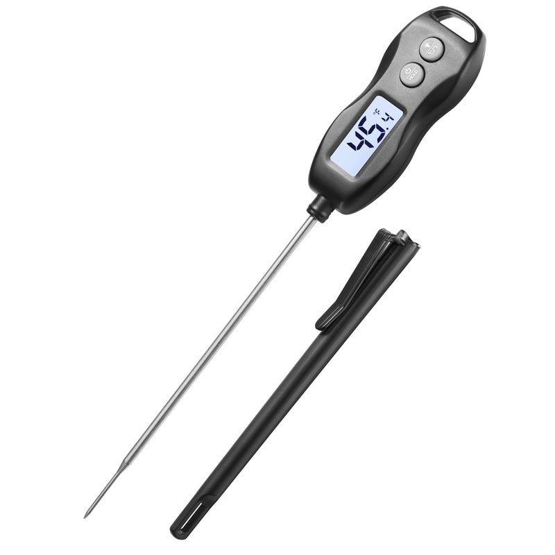 BRAPILOT (Black) - Instant Read Food Meat Thermometer - FT200 Digital Cooking Thermometer with Probe Backlit Auto Off Hold Temperature Waterproof for BBQ Kitchen Grill Milk - Image 1