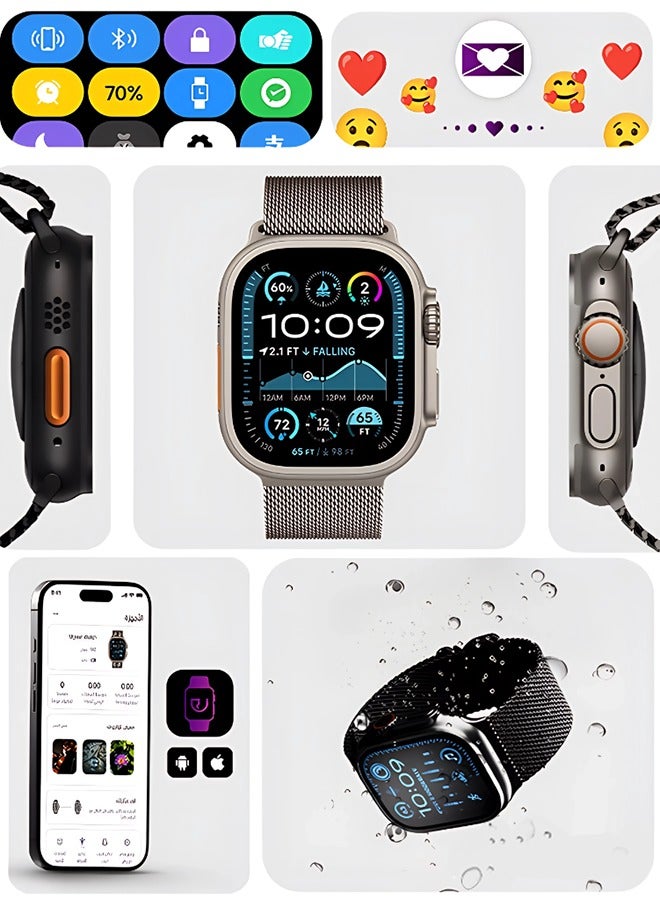 Urjwan Ultra 2 Smartwatch Silver: Crystal-Clear AMOLED Screen, Photo Display, Mobile App, Call & Notification Support, 3 Unique Straps - Image 2