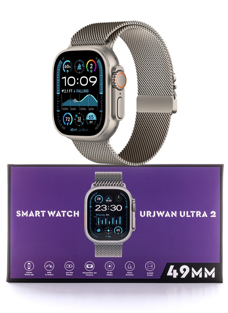 Urjwan - Ultra 2 Smartwatch - Silver | AMOLED Display, Photo Display Feature, “Remember You” for Instant Messaging, Exclusive App, Call and Notification Support, 3 Premium Straps. - Image 1