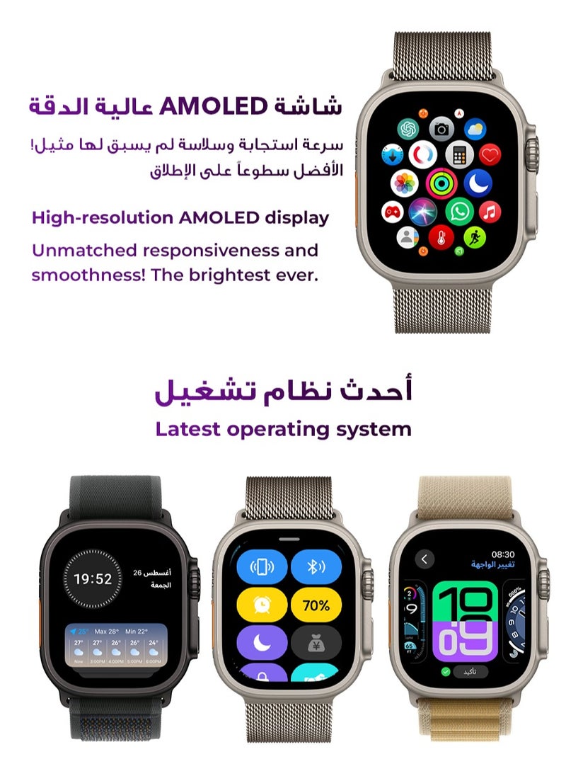 Urjwan - Ultra 2 Smartwatch - Silver | AMOLED Display, Photo Display Feature, “Remember You” for Instant Messaging, Exclusive App, Call and Notification Support, 3 Premium Straps. - Image 1