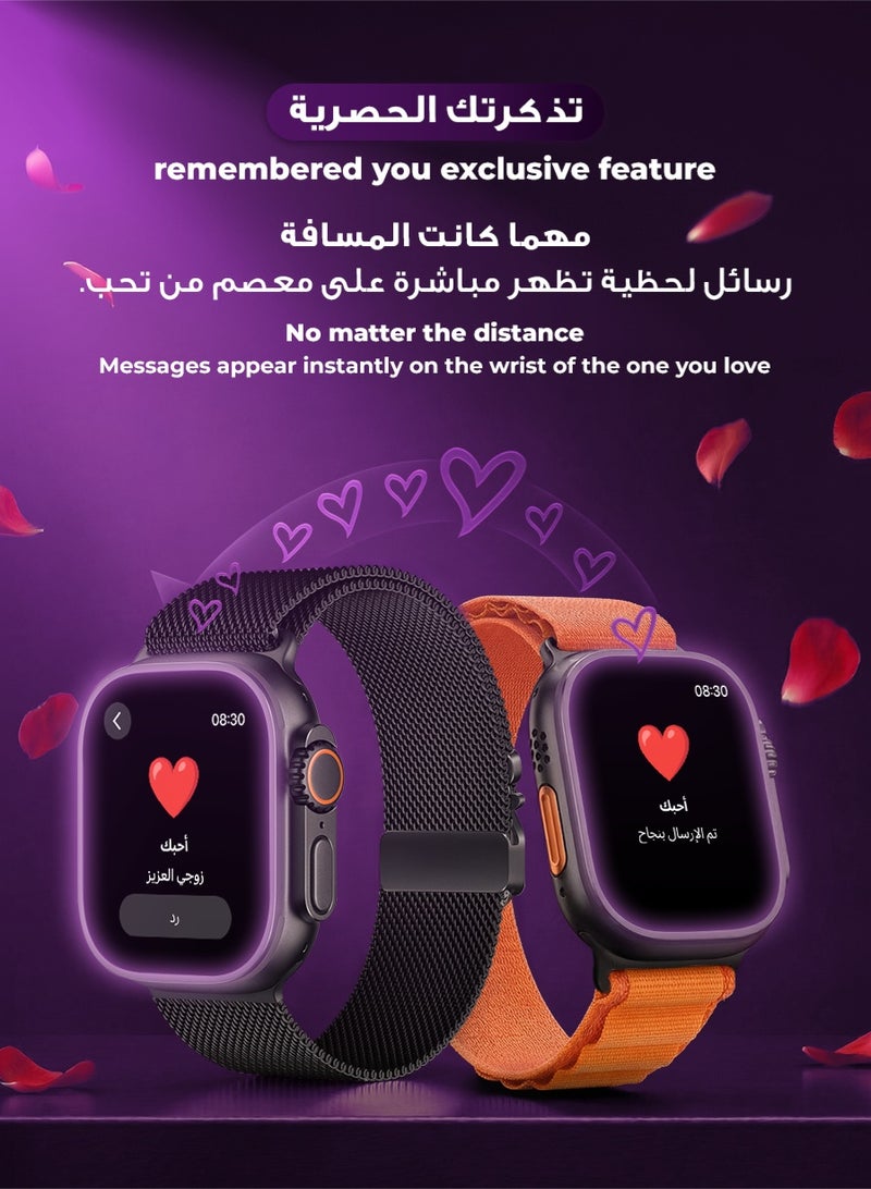 أرجوان ساعة ألترا 3 (الجديدة كليا) - فضي: ذكاء اصطناعي مع ChatGPT، شاشة أموليد لألوان جذابة، ميزة استعراض الصور، تطبيق خاص لتحكم مثالي ، دعم إشعارات ومكالمات، مقاومة الماء، مع 3 أساور مميزة. - Image 5