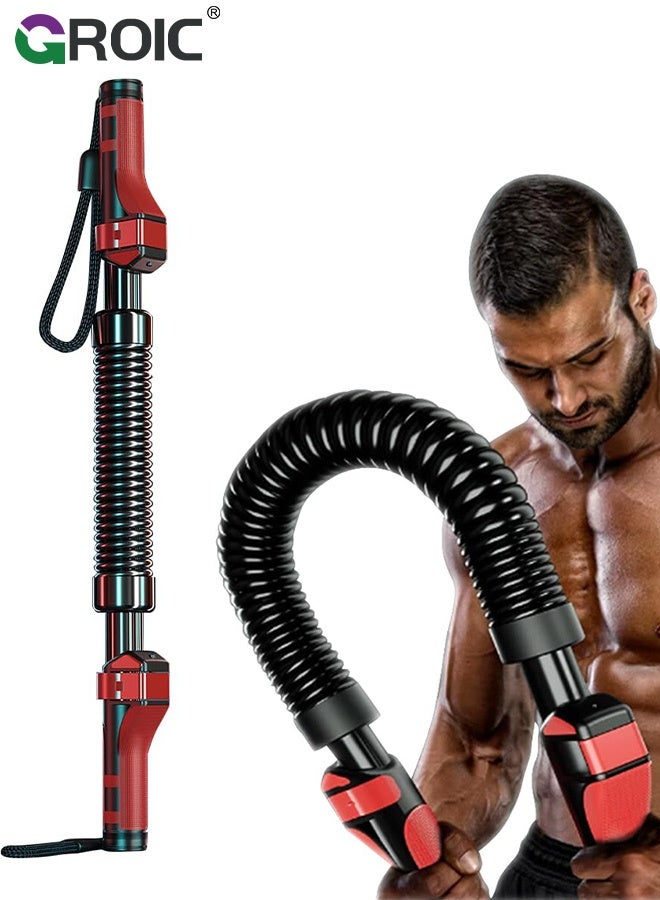 GROIC Adjustable Power Twister Bar, 20-40kg Spring Resistance Arm Strength Trainer with Non-Slip Grip, Safety Wrist Strap for Home Gym, Chest & Forearm Workout - Image 1
