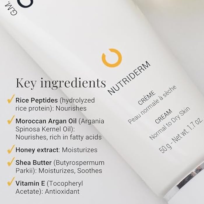 G.M. COLLIN Nutriderm Cream | Nourishing Daily Face Cream for Dry Skin | Moisturizing Skincare With Rice Peptides and Moroccan Argan Oil - Image 3