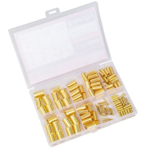 Breezliy 120pcs Tube OD(1/8"3/16" 1/4" 5/16'' 3/8" 1/2") Brass Compression Insert,Insert Tube Support Compression Sleeve Fitting - Image 2