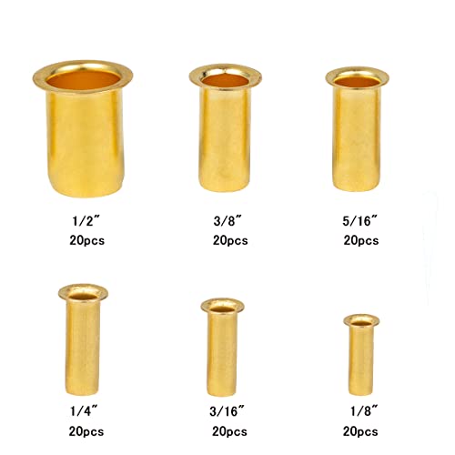 Breezliy 120pcs Tube OD(1/8"3/16" 1/4" 5/16'' 3/8" 1/2") Brass Compression Insert,Insert Tube Support Compression Sleeve Fitting - Image 3