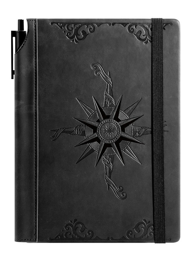 CAGIE Compass Leather Notebook Journal For Men, 100 Gms 288 Pages Lined Journals For Writing, A5 Hardcover Journaling Notebooks Gift Set With Pen For Travel Office Daily Writing - Image 1
