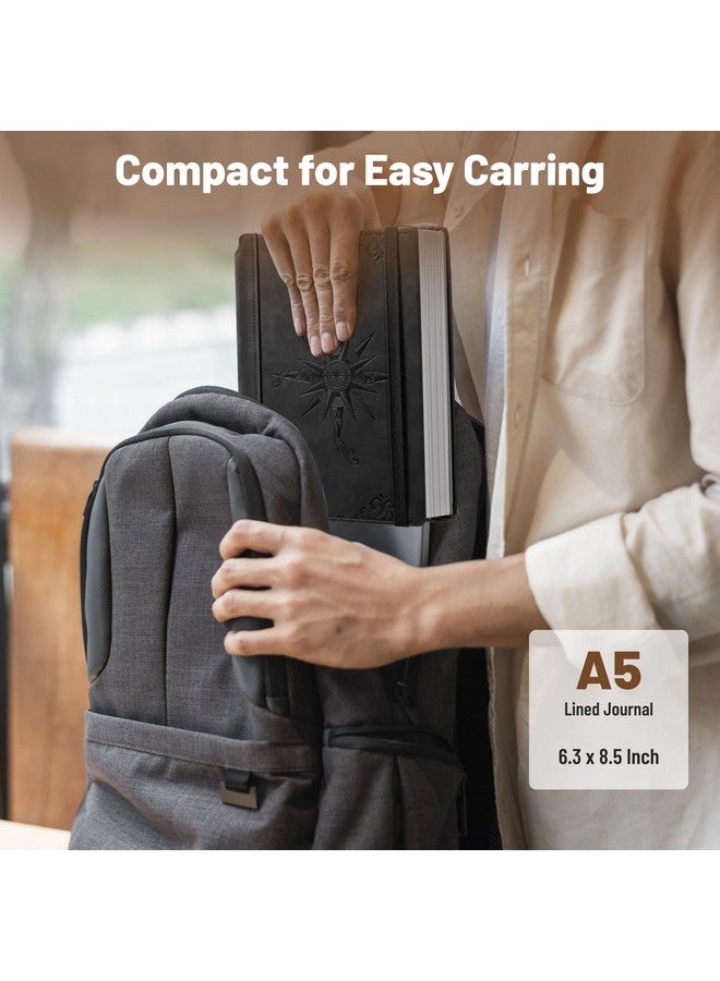 CAGIE Compass Leather Notebook Journal For Men, 100 Gms 288 Pages Lined Journals For Writing, A5 Hardcover Journaling Notebooks Gift Set With Pen For Travel Office Daily Writing - Image 5