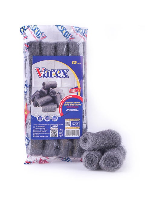 Varex Coiled Steel Wire Scourers 12 Piece