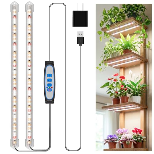 Kullsinss Grow Lights for Indoor Plants, 16" Full Spectrum Plant Grow Light Strips with Upgrade Timer 6/12/16 Hrs, 5 Dimmable Levels, 120 LEDs Sunlight Growing Lamp for Indoor Greenhouse, Seedlings - Image 1