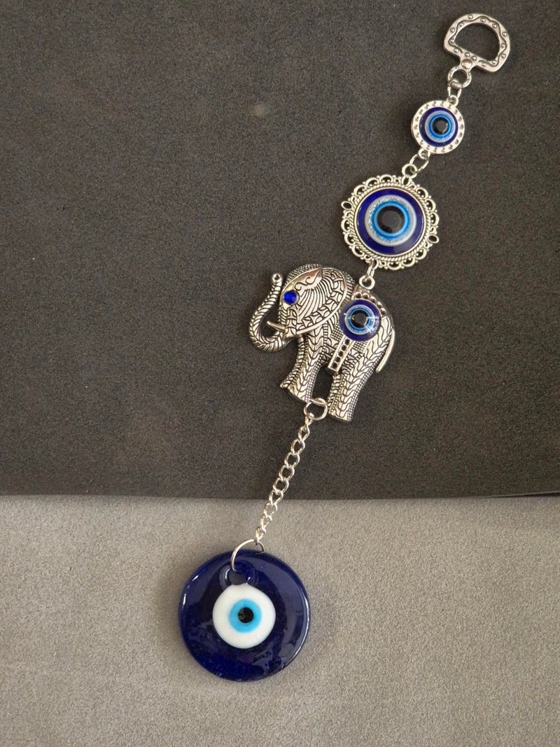 DT DECTONE Turkish Evil Eye Cute Elephant Design Hanging for Good Luck Prosperity, Zodiac Success, Health Wealth Evil Eye Charm for Office Home Entrance - Image 5