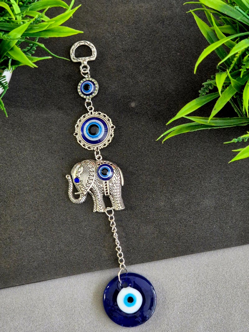 DT DECTONE Turkish Evil Eye Cute Elephant Design Hanging for Good Luck Prosperity, Zodiac Success, Health Wealth Evil Eye Charm for Office Home Entrance - Image 1