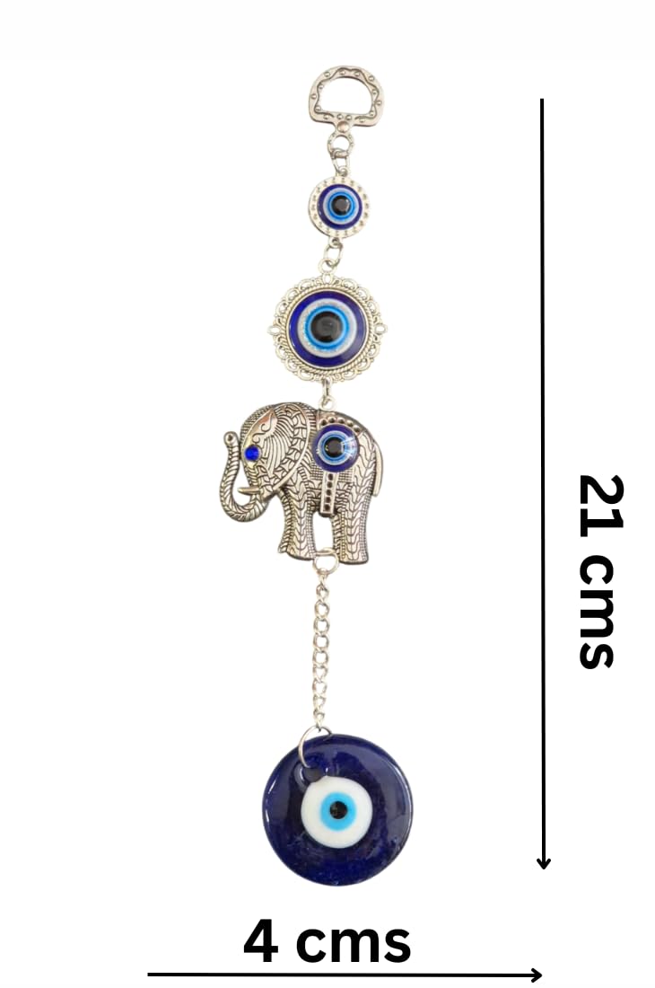 DT DECTONE Turkish Evil Eye Cute Elephant Design Hanging for Good Luck Prosperity, Zodiac Success, Health Wealth Evil Eye Charm for Office Home Entrance - Image 4