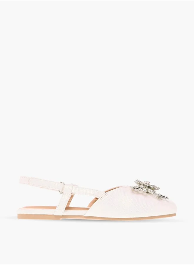 سيليست Girls Butterfly Embellished Sandals With Hook And Loop Closure