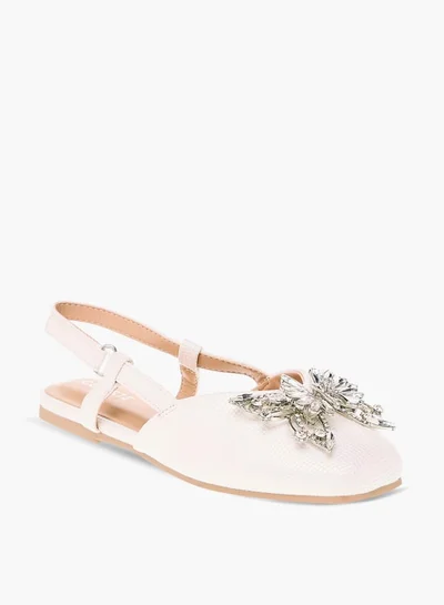 Celeste Girls Butterfly Embellished Sandals With Hook And Loop Closure