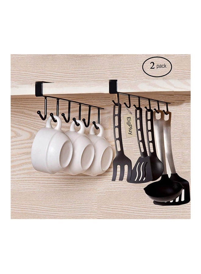 Multifunctional coffee cup storage rack set, installs under cabinet shelf without screws, 2-piece set, black - Image 2