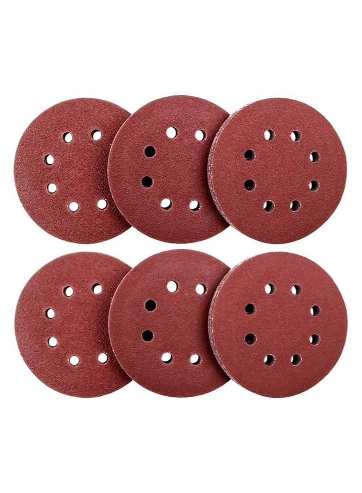 Set of 60 5 Inch 8 Hole Hook & Loop Sanding Discs, Grit 60 80 120 180 240 320 for Random Rotary Sander  - Image 1