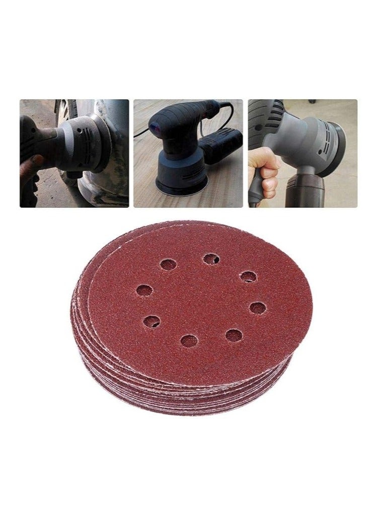 Set of 60 5 Inch 8 Hole Hook & Loop Sanding Discs, Grit 60 80 120 180 240 320 for Random Rotary Sander  - Image 4