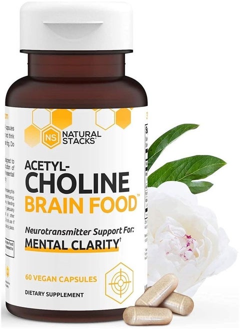 Acetylcholine Brain Food with Alpha GPC Choline - Helps Clears Brain Fog, Improves Mental Drive & Mood - GPC Supplement & Focus Supplement for Faster Thinking & Clear Brain (60ct)